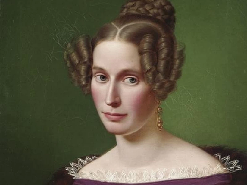 1802-Alexander Julius Klünder - Ritratto di una signora con acconciatura Biedermeier